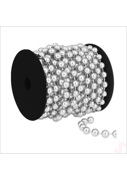 Zincir Boncuk Makara, 6mm x 8mt - Gümüş
