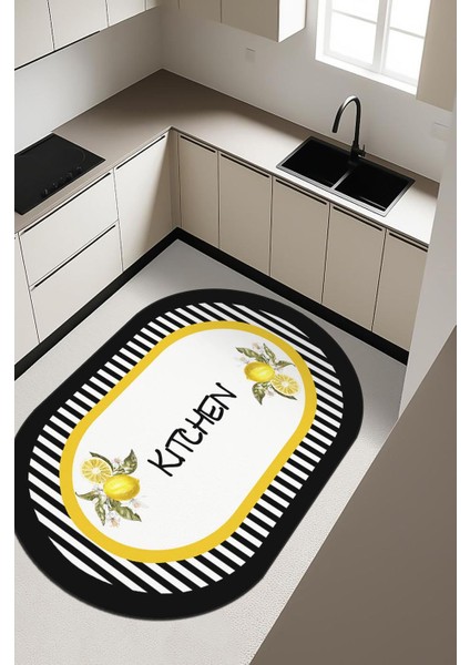 Parlak Kadife Kumaş Dijital Baskı Dot Kaymaz Tabanlı Mutfak Halısı H0300