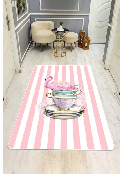 Flamingo Desenli Dijital Baskı Kaymaz Taban Mutfak Halısı H0049 fiyatları