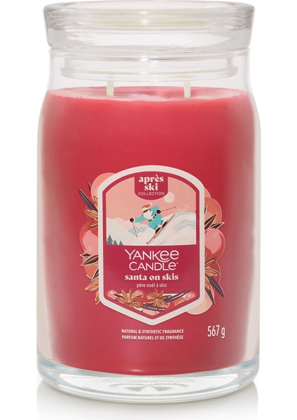 Santa On Skis Büyük Mum