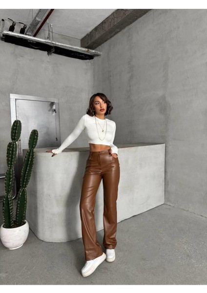Suni Deri Kadın Pantolon