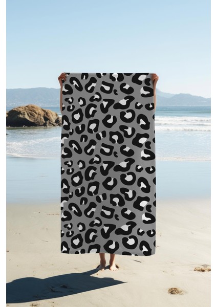 Dijital Baskı Plaj Deniz Havlusu Leoparlı Desen Peştamal HVL0016