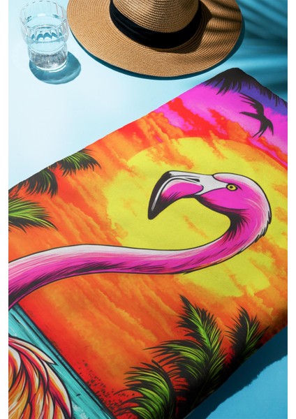 Dijital Baskı Plaj Deniz Havlusu Flamingo Desenli Peştamal HVL0131 fiyatları