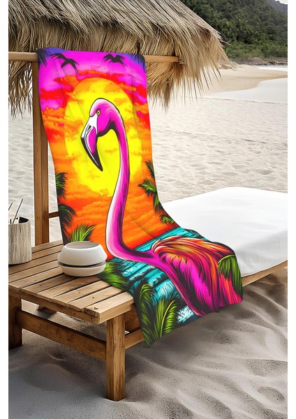 Dijital Baskı Plaj Deniz Havlusu Flamingo Desenli Peştamal HVL0131 modelleri