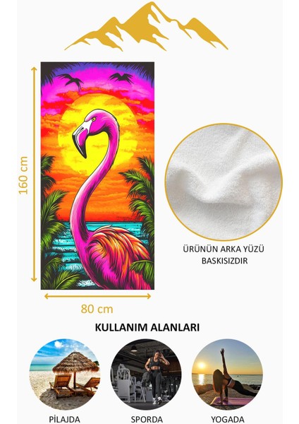 Dijital Baskı Plaj Deniz Havlusu Flamingo Desenli Peştamal HVL0131 fırsatları