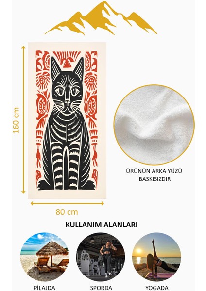 Dijital Baskı Plaj Deniz Havlusu Kedi Desenli Peştamal HVL0139 fırsatları