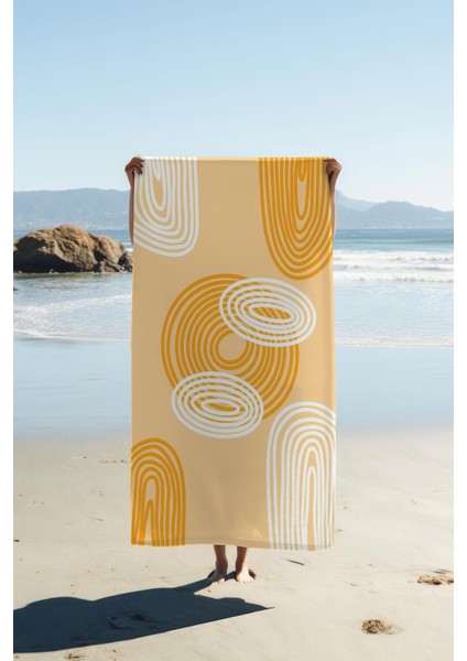 Dijital Baskı Plaj Deniz Havlusu Soyut Desenli Peştamal HVL0196