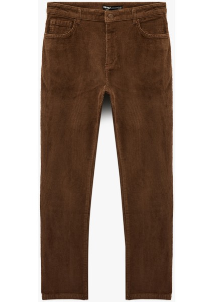 Pamuklu Normal Bel Cepli Fitilli Kadife Pantolon