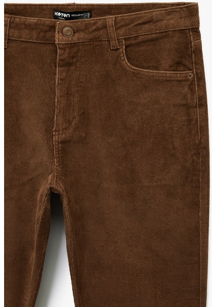 Pamuklu Normal Bel Cepli Fitilli Kadife Pantolon modelleri