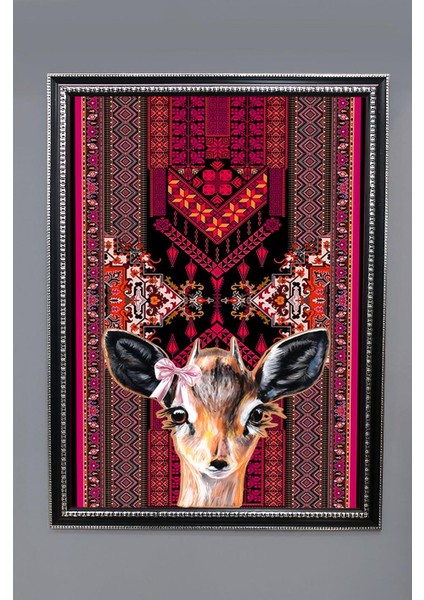 Ceylan Figürlü Dijital Baskılı Kadife Kumaş Çerçeveli Tablo TBL0076