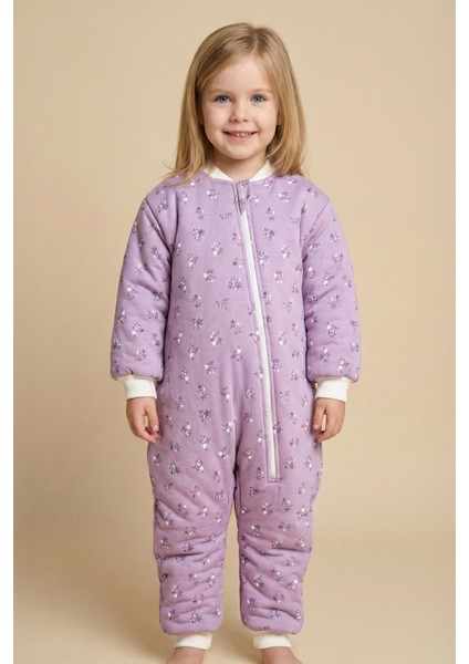 Unisex Çocuk Elyaf Dolgulu Uyku Tulumu - Lila