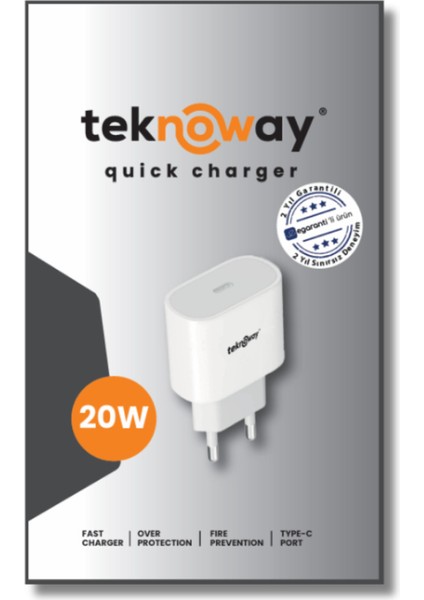 20W Type-C Port Şarj Adaptörü Beyaz