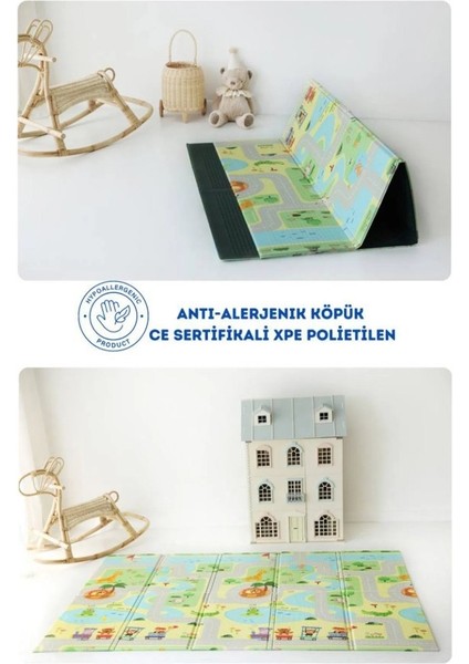 Coolmats Katlanabilir Oyun Matı, Tek Taraflı Çocuk Oyun Halısı Aktivite Oyun Alanı - Yeşil Parkur fırsatları