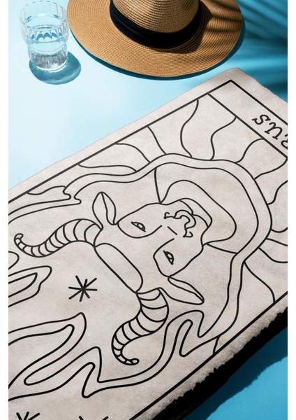 Dijital Baskı Plaj Deniz Havlusu Boğa Burcu Desenli Peştamal HVL0047 fiyatları