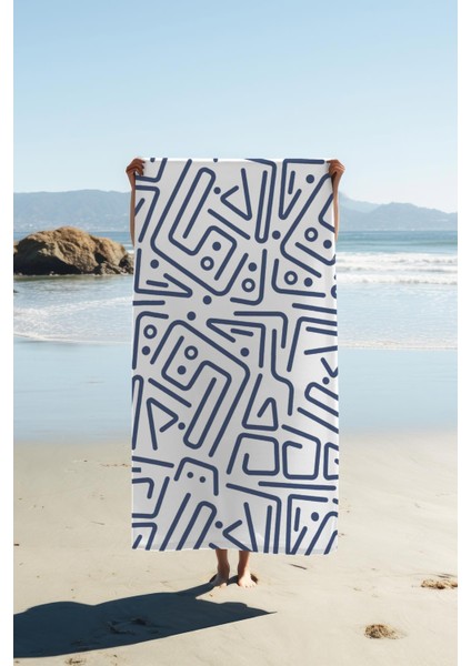 Dijital Baskı Plaj Deniz Havlusu Modern Desenli Peştamal HVL0088