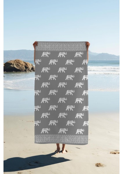 Dijital Baskı Plaj Deniz Havlusu Fil Desenli Peştamal HVL0111