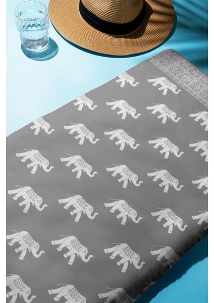 Dijital Baskı Plaj Deniz Havlusu Fil Desenli Peştamal HVL0111 fiyatları
