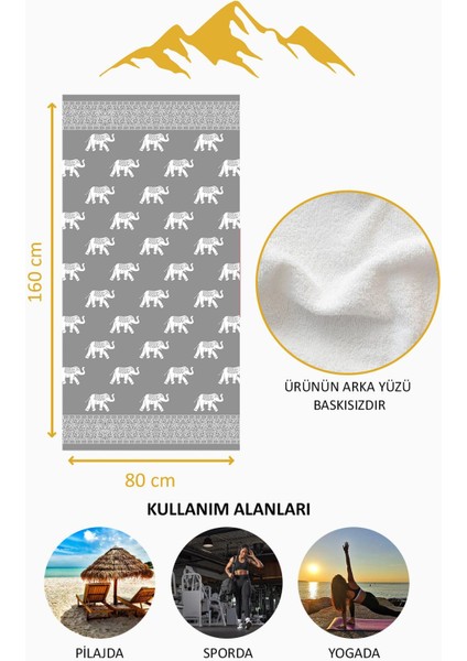 Dijital Baskı Plaj Deniz Havlusu Fil Desenli Peştamal HVL0111 fırsatları