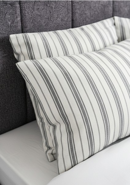 Gri Çizgili Keten Nevresim Takımı Çift Kişilik fiyatları