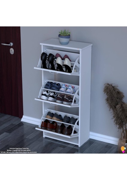 West Antre 52X116X 26 Cm’ Lik 3 Düşer Kapak 6 Göz Bölmeli Ayakkabılık modelleri