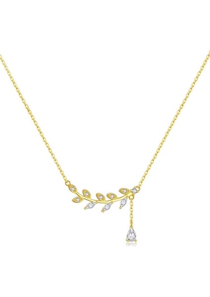 Altın Yaprak Düşü 18K Altın Kaplama Gümüş Kolye