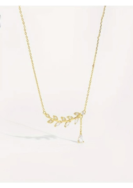 Altın Yaprak Düşü 18K Altın Kaplama Gümüş Kolye fiyatları