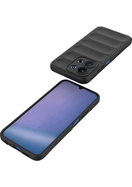 Redmi 15C 4g Kılıf Esnek Tpu Oyuklu Arka Yüzey Tasarımlı Zore Etnik Silikon Kapak - Lacivert