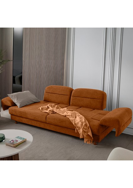 Lizbon Yataklı Sandıklı Koltuk Takımı 3+3+1+1 Turuncu