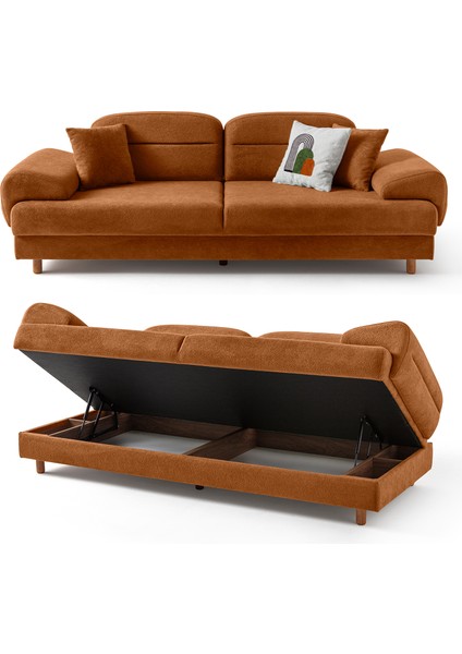 Lizbon Yataklı Sandıklı Koltuk Takımı 3+3+1+1 Turuncu