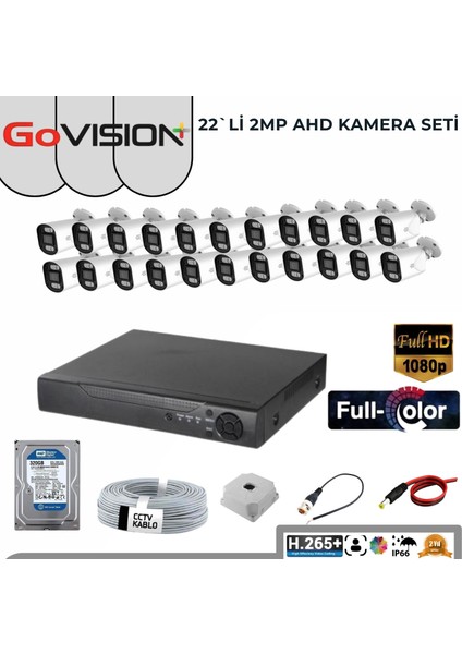 Go Vision 22'li Ahd Kamera Seti 2mp 1080P Full Color Serisi