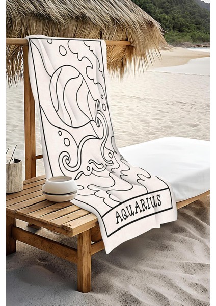 Dijital Baskı Plaj Deniz Havlusu Kova Burcu Desenli Peştamal HVL0051 modelleri