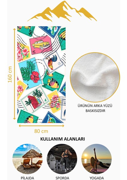 Dijital Baskı Plaj Deniz Havlusu Posta Pulu Desenli Peştamal HVL0094 fırsatları