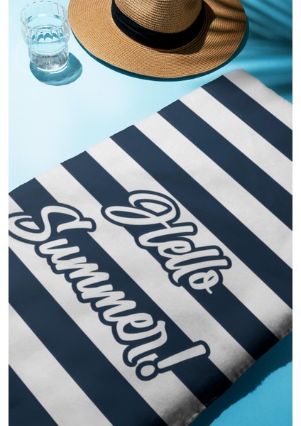 Dijital Baskı Plaj Deniz Havlusu Hello Summer Desenli Peştamal HVL0098 fiyatları
