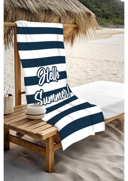Dijital Baskı Plaj Deniz Havlusu Hello Summer Desenli Peştamal HVL0098 modelleri