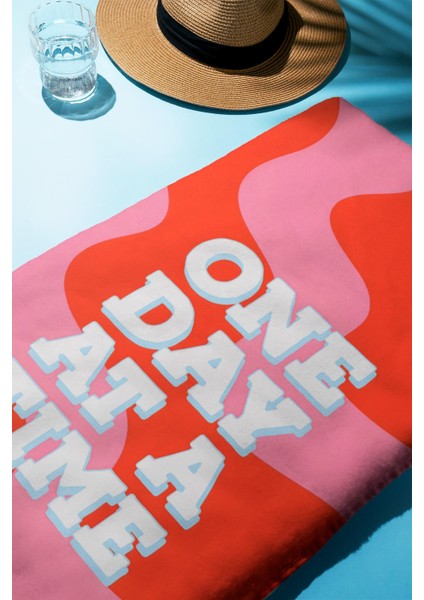 Dijital Baskı Plaj Deniz Havlusu One Day At A Time Desenli Peştamal HVL0176 fiyatları