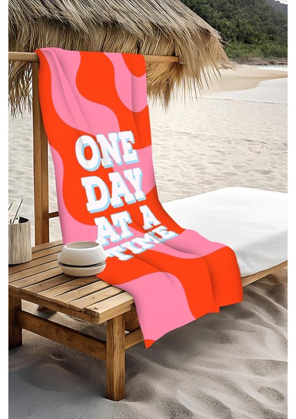 Dijital Baskı Plaj Deniz Havlusu One Day At A Time Desenli Peştamal HVL0176 modelleri