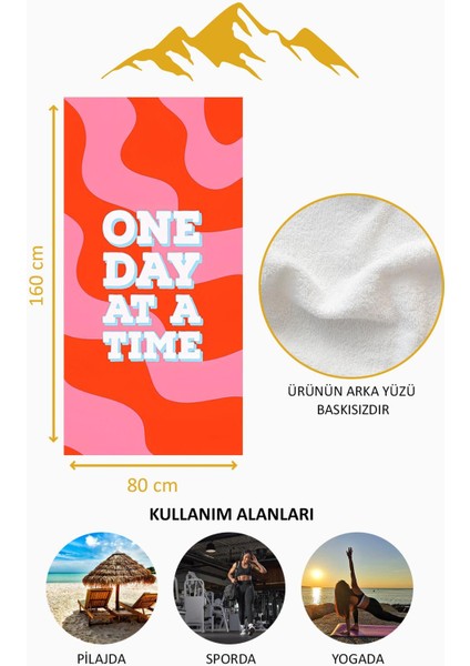 Dijital Baskı Plaj Deniz Havlusu One Day At A Time Desenli Peştamal HVL0176 fırsatları