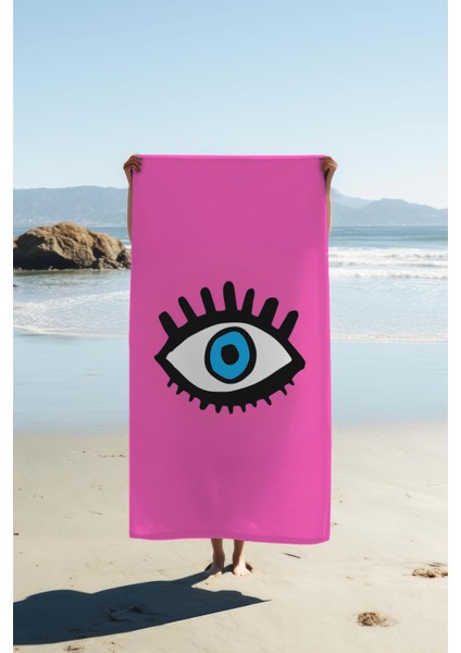 Dijital Baskı Plaj Deniz Havlusu Göz Desenli Peştamal HVL0199