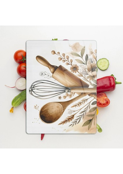 Cam Kesme Tahtası ve Sunumluk Kitchenware Desenli 30 x 40 cm modelleri