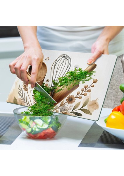 Cam Kesme Tahtası ve Sunumluk Kitchenware Desenli 30 x 40 cm indirimleri