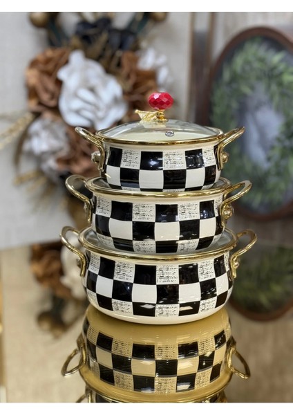 Paçi Güveç Seti Damalı 16-18-20 cm