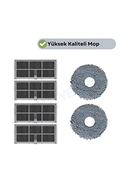 Dreame X30 Ultra Uyumlu Hepa Filtre ve Mop-6 Parça