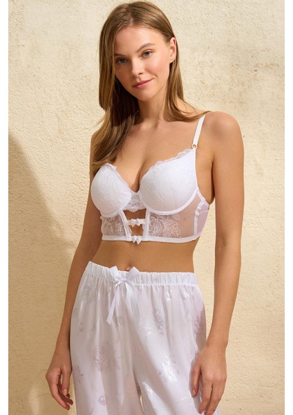 Saten Çiçek Desenli Dantelli Sabahlık Balenli Destekli Dolgulu Büstiyer Sütyen ve Pantolon Pijama 3'lü Takım fiyatları