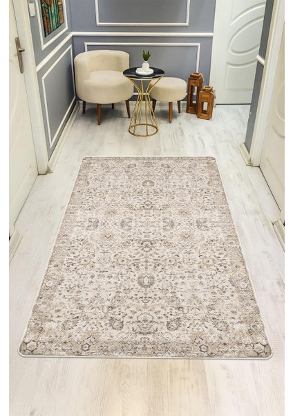 Parlak Kadife Kumaş Vıntage Dijital Baskı Dot Kaymaz Tabanlı Halı H1066