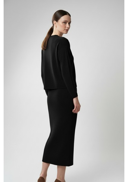 Kadın Hırka Elbise Ikili Takım - Siyah fırsatları