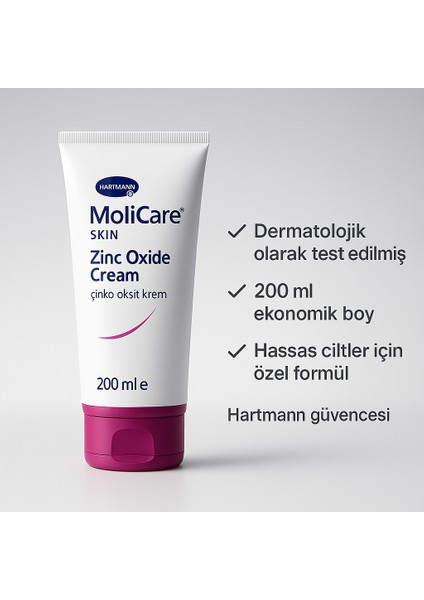 Molicare Çinko Oksitli Bariyer Krem 200 ml – Hassas ve Tahriş Olmuş Ciltler Için Koruyucu Bakım Krem indirimleri