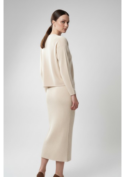 Kadın Hırka Elbise Ikili Takım - Krem fırsatları