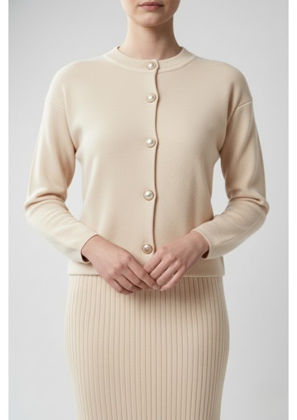 Kadın Hırka Elbise Ikili Takım - Krem indirimleri