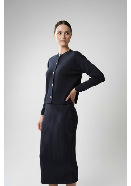 Kadın Hırka Elbise Ikili Takım - Lacivert