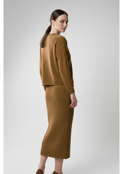 Kadın Hırka Elbise Ikili Takım - Kahverengi modelleri